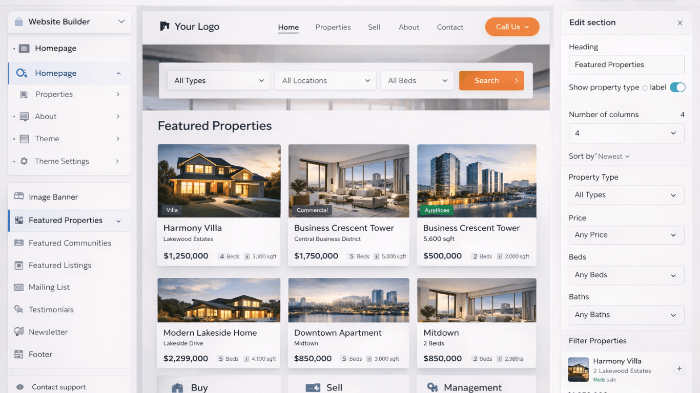 Example real estate website built using Hutliv Realty